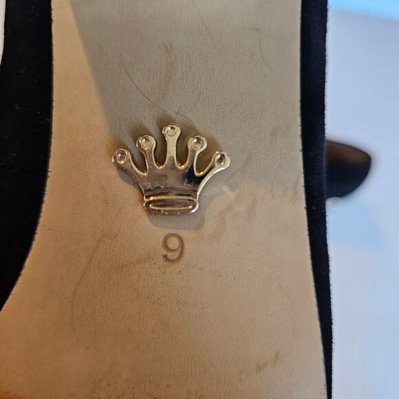 Nina Originals Black Velvet Pumps Gold Elephant Heel Detail Women's 9 Party Glam - Picture 10 of 12